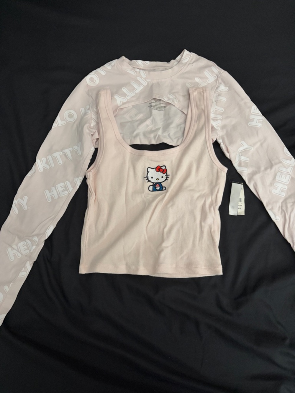 Hello Kitty Light Pink Ribbed Tank Top with Embroidered Hello Kitty and Bolero